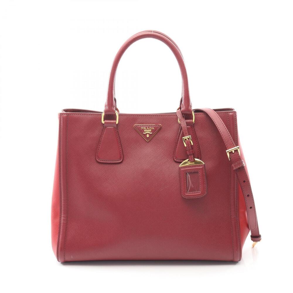 Prada Triangle Handbag Saffiano Leather Bordeaux Purple Brown Red